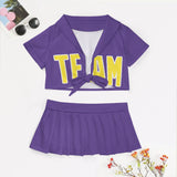 Custom Light Purple Light Yellow Cheerleading Uniform Set