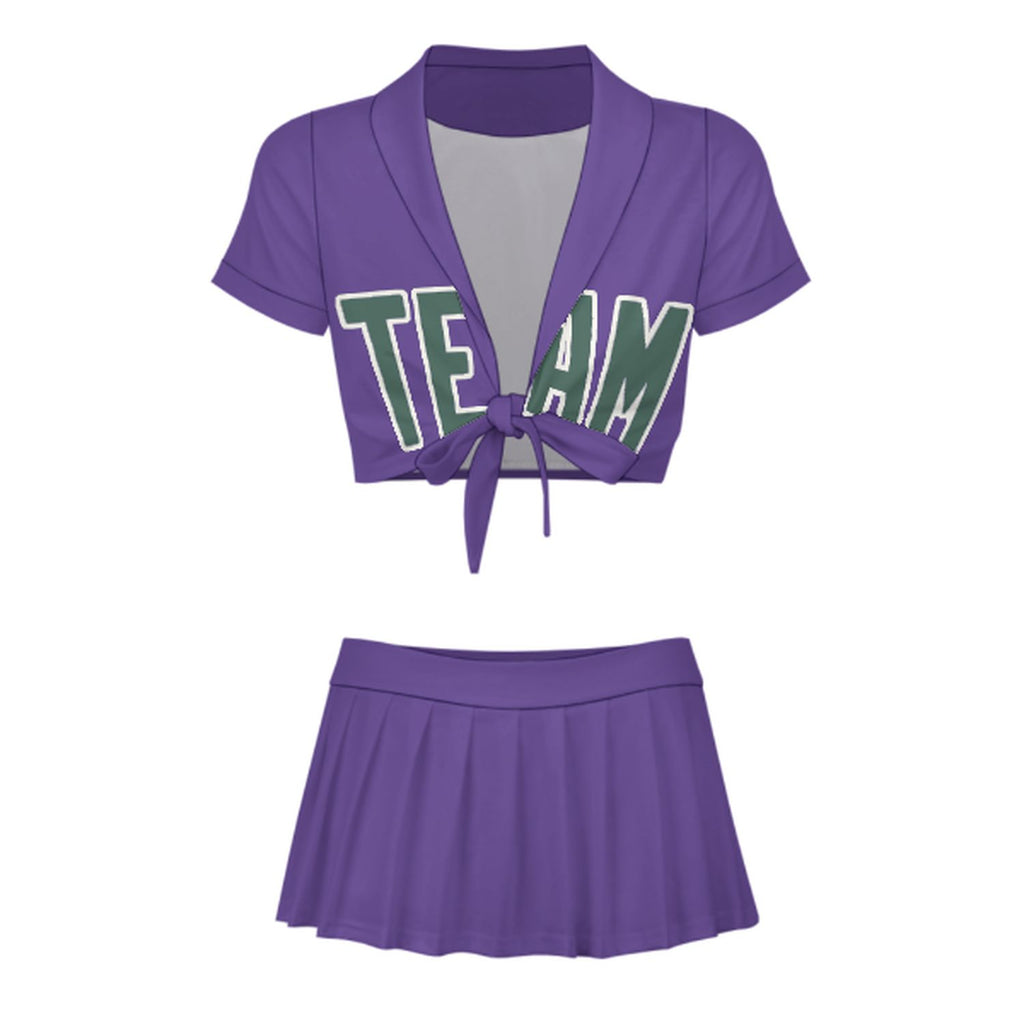 Custom Light Purple Blue Green Cheerleading Uniform Set