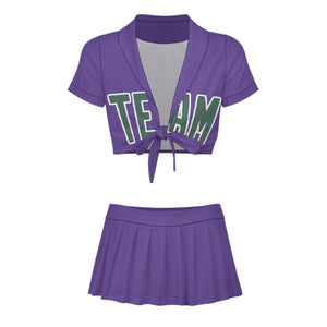 Custom Light Purple Blue Green Cheerleading Uniform Set