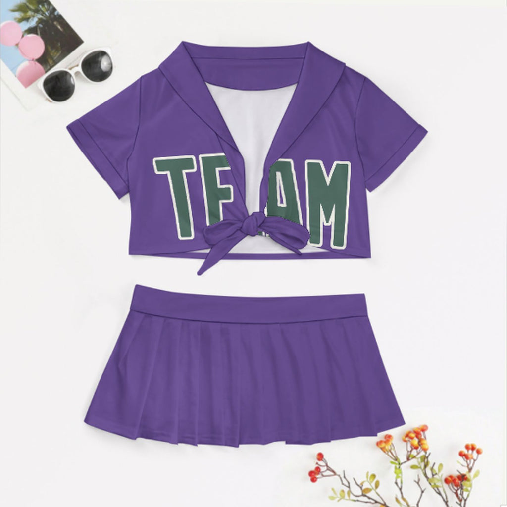 Custom Light Purple Blue Green Cheerleading Uniform Set