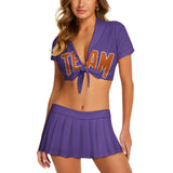 Custom Light Purple Orange Cheerleading Uniform Set