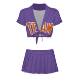 Custom Light Purple Orange Cheerleading Uniform Set