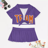 Custom Light Purple Orange Cheerleading Uniform Set
