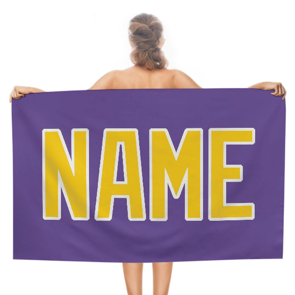 Custom Light Purple Gold Beach Towel