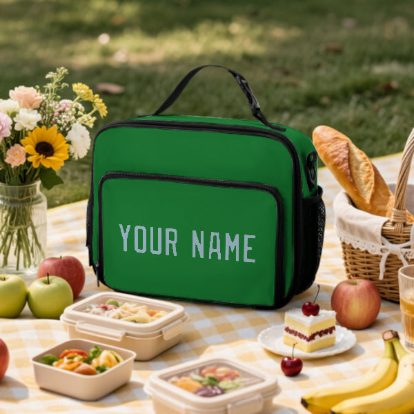Custom Emerald Green Light Blue Lunch Bag