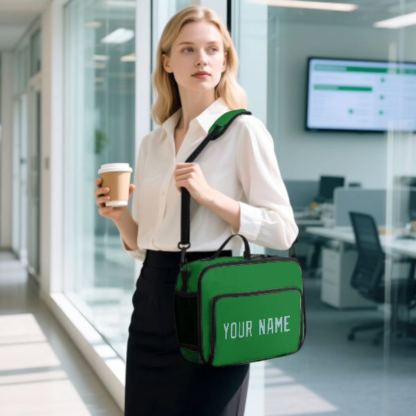 Custom Emerald Green Light Blue Lunch Bag