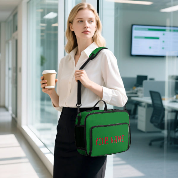Custom Emerald Green Red Lunch Bag