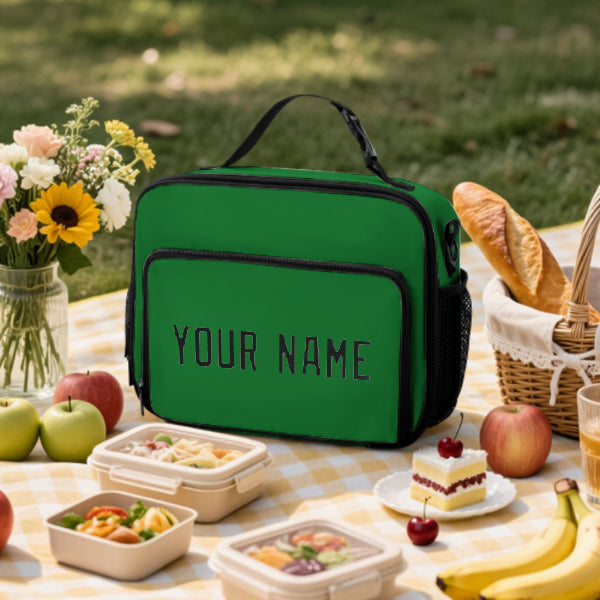 Custom Emerald Green Black Lunch Bag