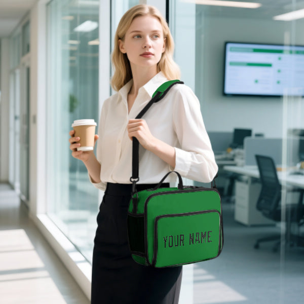 Custom Emerald Green Black Lunch Bag