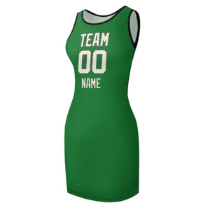 Custom Emerald Green Cream Sleeveless Vest Dress