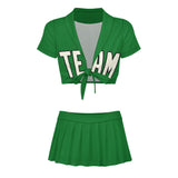 Custom Emerald Green Cream Cheerleading Uniform Set