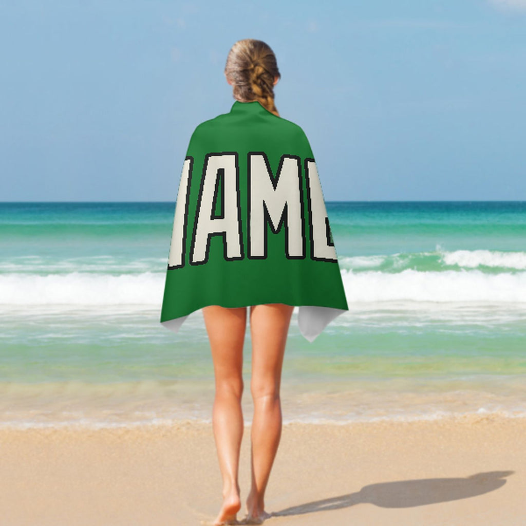 Custom Emerald Green Cream Beach Towel