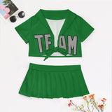 Custom Emerald Green Gray Cheerleading Uniform Set