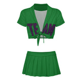 Custom Emerald Green Purple Cheerleading Uniform Set