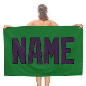 Custom Emerald Green Purple Beach Towel