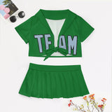 Custom Emerald Green Light Blue Cheerleading Uniform Set