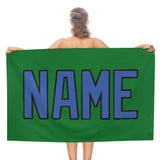 Custom Emerald Green Sky Blue Beach Towel