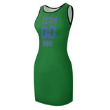 Custom Emerald Green Sky Blue Sleeveless Vest Dress