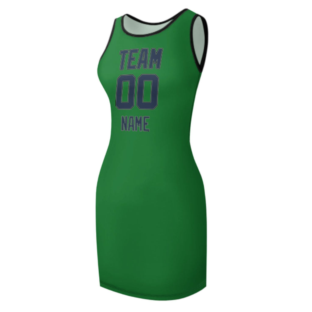 Custom Emerald Green Blue Sleeveless Vest Dress