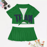 Custom Emerald Green Blue Cheerleading Uniform Set
