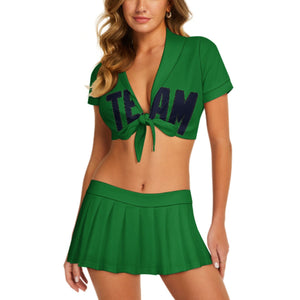 Custom Emerald Green Navy Cheerleading Uniform Set