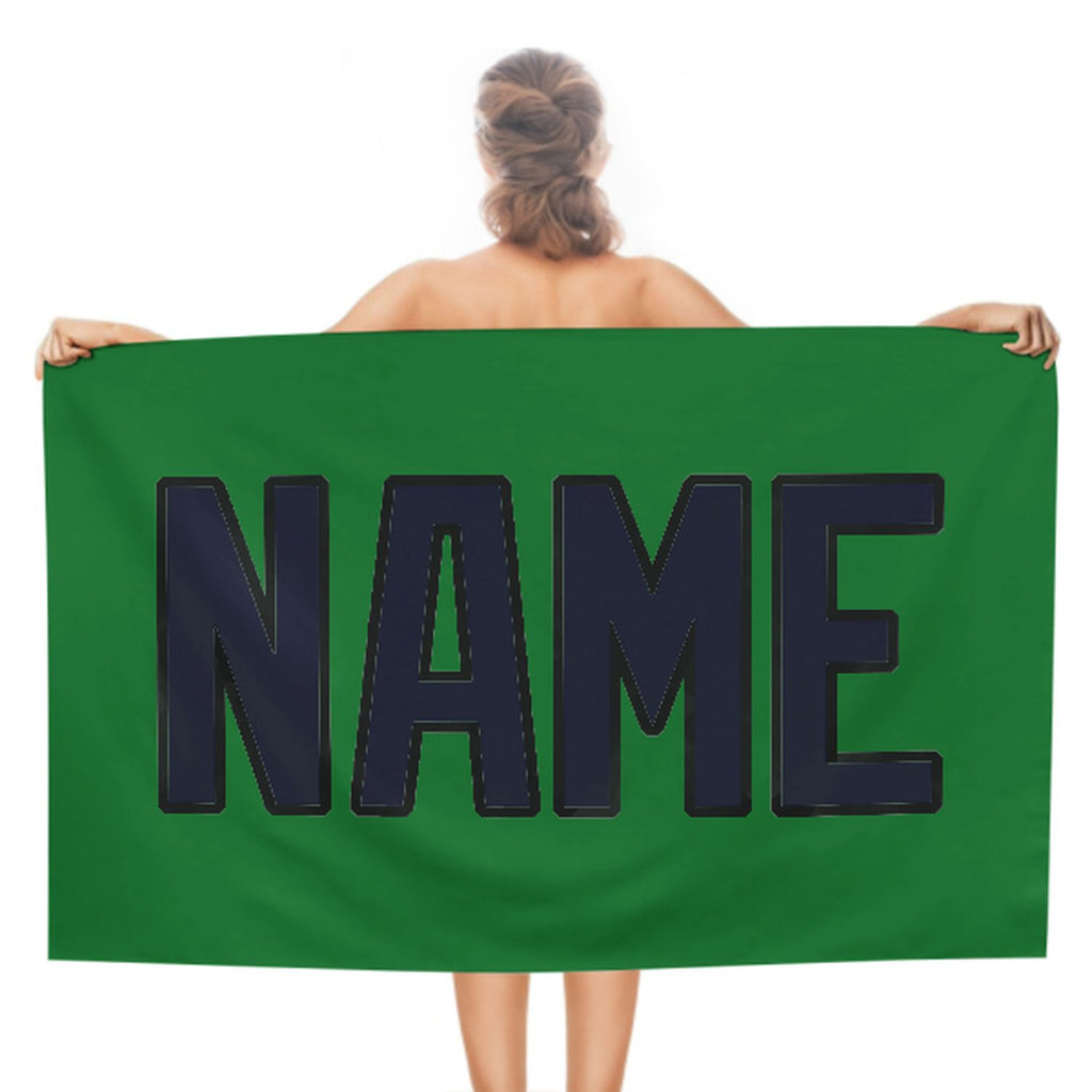 Custom Emerald Green Navy Beach Towel