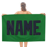 Custom Emerald Green Navy Beach Towel