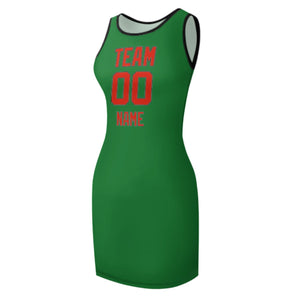 Custom Emerald Green Orange Red Sleeveless Vest Dress