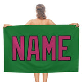 Custom Emerald Green Pink Beach Towel