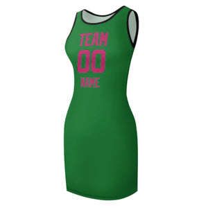 Custom Emerald Green Pink Sleeveless Vest Dress