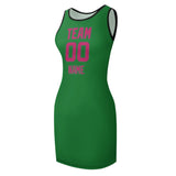 Custom Emerald Green Pink Sleeveless Vest Dress