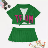 Custom Emerald Green Pink Cheerleading Uniform Set