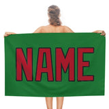 Custom Emerald Green Red Beach Towel