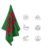 Custom Emerald Green Red Beach Towel