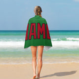Custom Emerald Green Red Beach Towel