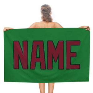 Custom Emerald Green Crimson Red Beach Towel