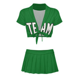 Custom Emerald Green White Cheerleading Uniform Set