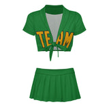 Custom Emerald Green Yellow Cheerleading Uniform Set