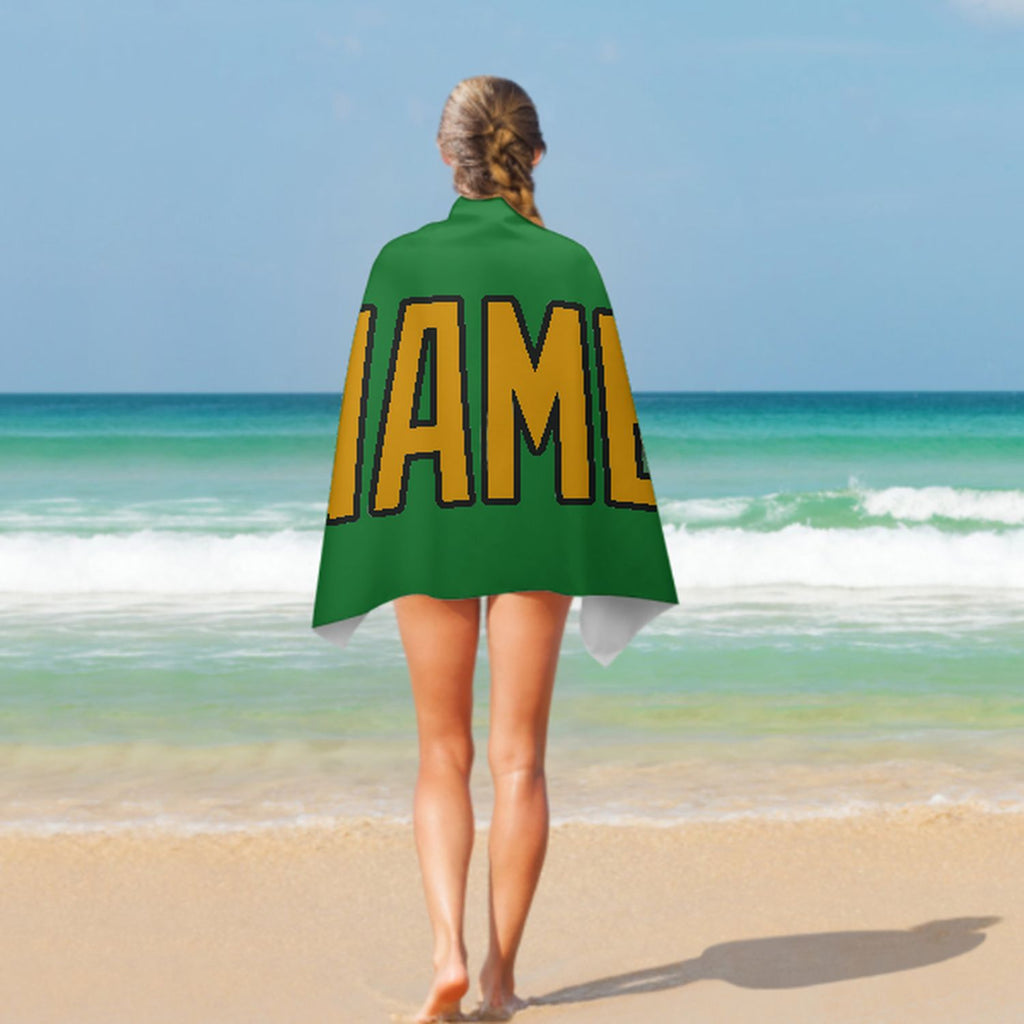 Custom Emerald Green Yellow Beach Towel