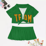 Custom Emerald Green Yellow Cheerleading Uniform Set