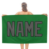 Custom Emerald Green Dark Grey Beach Towel