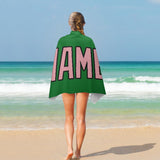Custom Emerald Green Light Pink Beach Towel