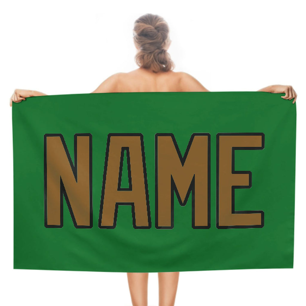 Custom Emerald Green Khaki Beach Towel