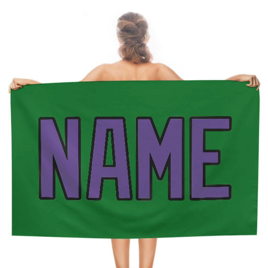 Custom Emerald Green Light Purple Beach Towel