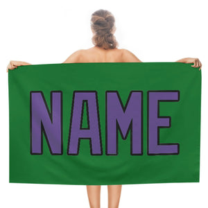 Custom Emerald Green Light Purple Beach Towel