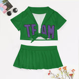 Custom Emerald Green Light Purple Cheerleading Uniform Set