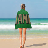 Custom Emerald Green Light Khaki Beach Towel