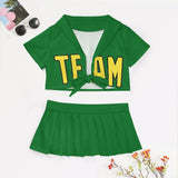 Custom Emerald Green Light Yellow Cheerleading Uniform Set