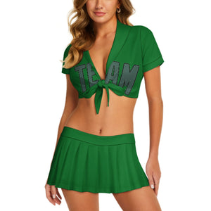 Custom Emerald Green Blue Green Cheerleading Uniform Set