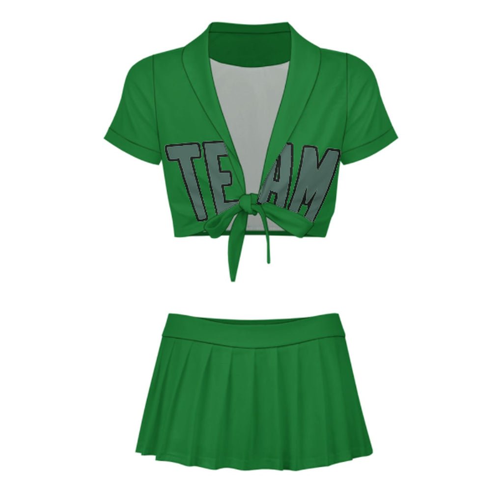 Custom Emerald Green Blue Green Cheerleading Uniform Set